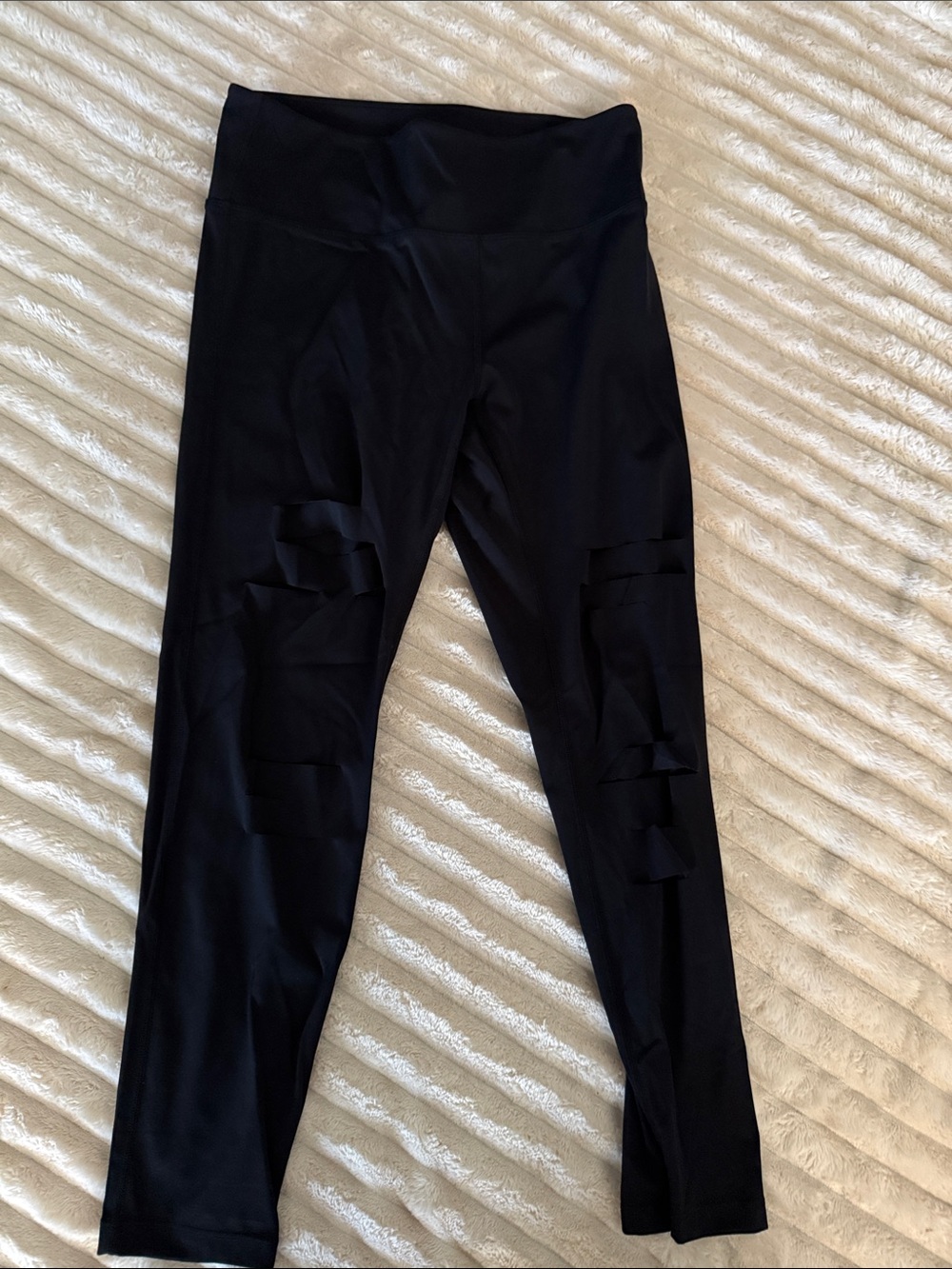 NWOT ZYIA Black Slash Hi-Rise 7/8 Cutout Leggings Size 4
